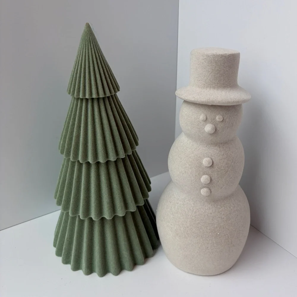 Target Wondershop Flocked Snowman Tree Fuzzy‎ Faux Velvet Christmas Decor Set 2